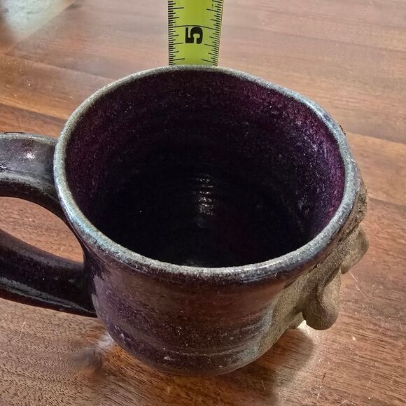 Handcrafted Ceramic Face Mug - Purple Signed Rogers - Picture 7 of 8